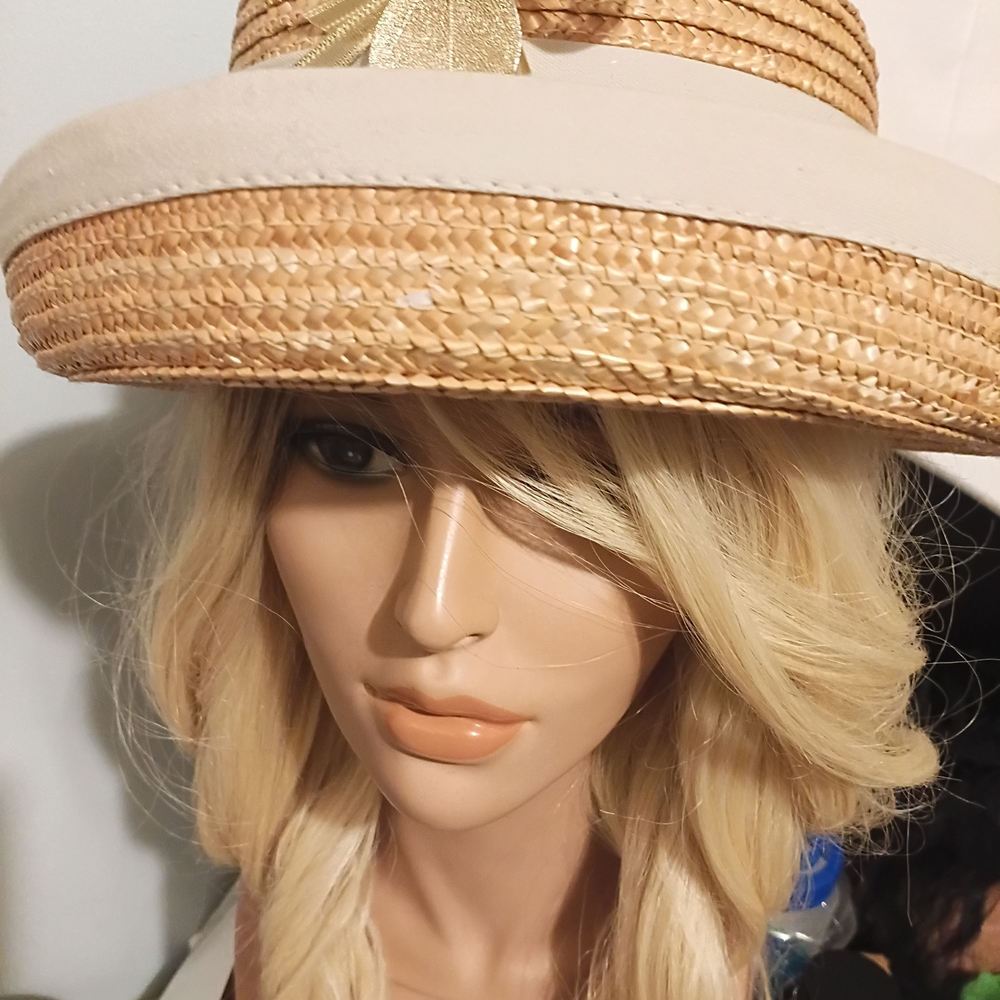 Chic Tan and Cream Women's Straw Hat